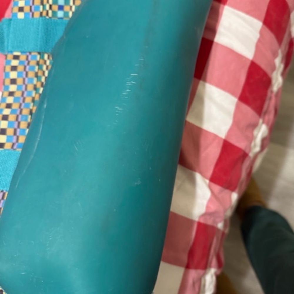 Tory Burch Multicolor Check Canvas Tote with Teal Trim - Picture 4 of 4